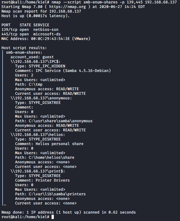 symfonos1 rpcclient nmap smb-enum-shares