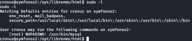 symfonos2 sudo -l