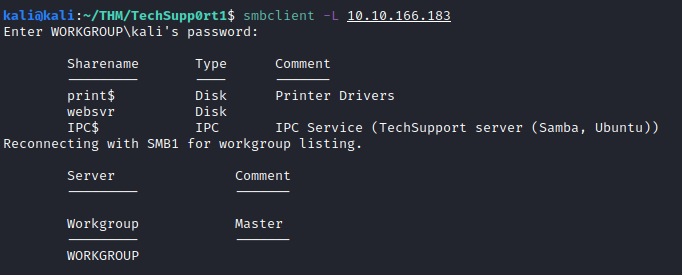 TechSupp0rt1 smb share enum